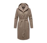 Kurzmantel MARIKOO "Kailii", Damen, Gr. XXL, grau (schwarz taupe), 90% Polyester, 10% Viskose, Mäntel Kurzmantel, Eleganter Wickel Mantel mit Taillengürtel und Oversized Hood Kapuze (37865046-XXL) sch
