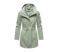 MARIKOO Damen Übergangsmantel (XS-3XL) - Eleganter Mantel mit Taillengürtel, abnehmbarer Kapuze, 2-Wege-Reißverschluss, Warme Jacke Frauen - N047 (3XL, Sm-Mint)
