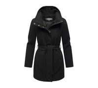 Kurzmantel MARIKOO "Katalinaa", Damen, Gr. 3XL, schwarz, 90% Polyester, 10% Viskose, Mäntel Kurzmantel, Eleganter Wickel Mantel mit Taillengürtel und Oversized Hood Kapuze (53182837-XXXL) schwarz