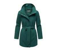 Kurzmantel MARIKOO "Katalinaa", Damen, Gr. L, grün (evergrün), 90% Polyester 10% Viskose, Mäntel, Eleganter Wickel Mantel mit Taillengürtel und Oversized Hood Kapuze (66632662-L) evergrün