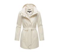 Kurzmantel MARIKOO "Katalinaa", Damen, Gr. L, weiß (sanftes weiß), 90% Polyester, 10% Viskose, Mäntel Kurzmantel, Eleganter Wickel Mantel mit Taillengürtel und Oversized Hood Kapuze (88552754-L) sanft