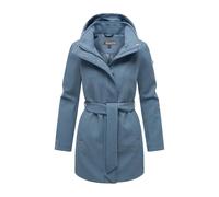 Kurzmantel MARIKOO "Katalinaa", Damen, Gr. M, blau (dusty blau), 90% Polyester, 10% Viskose, Mäntel Kurzmantel, Eleganter Wickel Mantel mit Taillengürtel und Oversized Hood Kapuze (68070011-M) dusty b