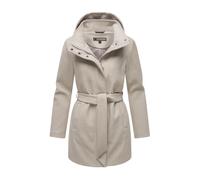 Kurzmantel MARIKOO "Katalinaa", Damen, Gr. XL, weiß (bone), 90% Polyester, 10% Viskose, Mäntel Kurzmantel, Eleganter Wickel Mantel mit Taillengürtel und Oversized Hood Kapuze (31068569-XL) bone