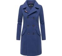 MARIKOO Damen Mantel in Wollmantel-Optik langer Trenchcoat mit Reversekragen Nanakoo Blue Violet Gr. M