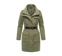 Kurzmantel MARIKOO "Tanokoo", Damen, Gr. M, grün (olive leaf), 90% Polyester, 10% Viskose, Mäntel Kurzmantel, Eleganter Übergangsmantel mit großen Taschen und Stretch-Gürtel (26957514-M) olive leaf