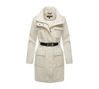 Kurzmantel MARIKOO "Tanokoo", Damen, Gr. M, weiß (sanftes weiß), 90% Polyester, 10% Viskose, Mäntel Kurzmantel, Eleganter Übergangsmantel mit großen Taschen und Stretch-Gürtel (40654965-M) sanftes wei