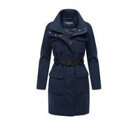 Kurzmantel MARIKOO "Tanokoo", Damen, Gr. XL, blau (navy), 90% Polyester, 10% Viskose, Mäntel Kurzmantel, Eleganter Übergangsmantel mit großen Taschen und Stretch-Gürtel (95386963-XL) navy
