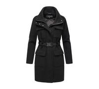 Kurzmantel MARIKOO "Tanokoo", Damen, Gr. XL, schwarz, 90% Polyester, 10% Viskose, Mäntel Kurzmantel, Eleganter Übergangsmantel mit großen Taschen und Stretch-Gürtel (40658156-XL) schwarz