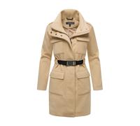 Kurzmantel MARIKOO "Tanokoo", Damen, Gr. XS, beige, 90% Polyester, 10% Viskose, Mäntel Kurzmantel, Eleganter Übergangsmantel mit großen Taschen und Stretch-Gürtel (62165915-XS) beige