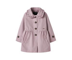 Kurzmantel NAME IT "NMFMADELIN TRENCH COAT NOOS", Mädchen, Gr. 92, keepsake lila, Web, Obermaterial: 85% Polyester, 15% Baumwolle, unifarben, figurumspielend Po-bedeckend, mit Knopf,mit Riegel, Mäntel