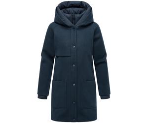 Kurzmantel NAVAHOO "Flauschwunder 14", Damen, Gr. XXXL(46), blau (navy), Obermaterial: 90% Polyacryl, 8% Viskose, 2% Elasthan. Obermaterial 2: 100% Polyester. Innenfutter: 100% Polyester. Wattierung: