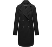Navahoo Damen Mantel in Woll-Optik langer klassischer Trenchcoat Frostjuwel 14 Black Gr. M