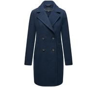 Navahoo Damen Mantel in Woll-Optik langer klassischer Trenchcoat Frostjuwel 14 Navy Gr. 3XL