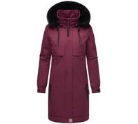 Navahoo Damen Mantel lange warme Winterjacke mit Kunstfell und Kapuze (beides abnehmbar) Kaltwetterretter 14 Wine Gr. M