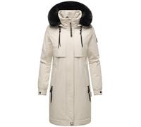 Navahoo Damen Mantel lange warme Winterjacke mit Kunstfell und Kapuze (beides abnehmbar) Kaltwetterretter 14 Pearl Grey Gr. XL