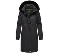 Navahoo Damen Mantel lange warme Winterjacke mit Kunstfell und Kapuze (beides abnehmbar) Kaltwetterretter 14 Black Gr. XS