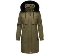 Winter Kurzmantel mit Kapuze und Kunstfell "Kaltwetterretter 14" Olive Forest XXXL