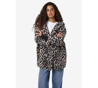 Kurzmantel NOISY MAY "NMCUDDLE L/S COATIGAN AOP NOOS", Damen, Gr. M, eggnog aop:leo, Plüsch, Obermaterial: 100% Polyester, bedruckt, Po-bedeckend, Mäntel Kurzmantel, Kunstfaser (79309524-M) eggnog aop