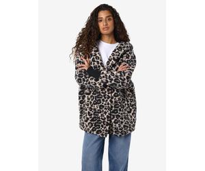 Kurzmantel NOISY MAY "NMCUDDLE L/S COATIGAN AOP NOOS", Damen, Gr. S, eggnog aop:leo, Plüsch, Obermaterial: 100% Polyester, bedruckt, Po-bedeckend, Mäntel Kurzmantel, Kunstfaser (79309524-S) eggnog aop