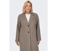 Kurzmantel ONLY CARMAKOMA "CARNEW CARRIE BONDED COAT CC OTW", Damen, Gr. M, braun (caribou detail:melange), Web, Obermaterial: 100% Polyester, meliert, knielang, V-Ausschnitt, Mäntel Kurzmantel (81575