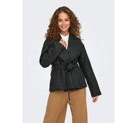 Kurzmantel ONLY "ONLAUGUSTA LIFE SHORT COAT OTW", Damen, Gr. S (36), grau (dunkelgrau melange), Web, Obermaterial: 100% Polyester, meliert, kurz, V-Ausschnitt, Mäntel Kurzmantel, Kunstfaser (45971400-