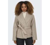 Kurzmantel ONLY "ONLAUGUSTA LIFE SHORT COAT OTW", Damen, Gr. XL, grau (fungi detail:melange), Web, Obermaterial: 100% Polyester, meliert, kurz, V-Ausschnitt, Mäntel Kurzmantel (93792067-XL) fungi deta