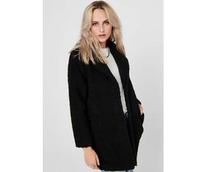 Kurzmantel ONLY "ONLAURELIA SHERPA COAT", Damen, Gr. M, schwarz, Plüsch, Obermaterial: 100% Polyester, unifarben, figurumspielend ca. Mitte Oberschenkel, V-Ausschnitt, Mäntel Kurzmantel, aus Teddyplüs