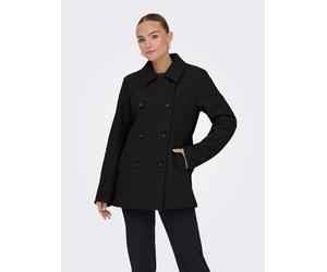 Kurzmantel ONLY "ONLBLAKE PEACOAT CC OTW", Damen, Gr. M, schwarz (schwarz detail:schwarz button), Web, Obermaterial: 100% Polyester, unifarben, hüftbedeckend, Mäntel Kurzmantel, Kunstfaser (32535045-M