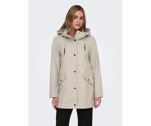 Kurzmantel ONLY "ONLELISA RAINCOAT OTW NOOS", Damen, Gr. M, beige (silber lining), Web, Obermaterial: 100% Polyester, unifarben, Po-bedeckend, Mäntel Kurzmantel, beschichtete Qualität (84985052-M) sil