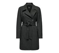 Kurzmantel ONLY "ONLEMILY ZIP BIKER COAT OTW", Damen, Gr. L, grau (dunkelgrau melange), Web, Obermaterial: 100% Polyester, meliert, regular fit kniefrei, V-Ausschnitt, Mäntel Kurzmantel (56902006-L) d