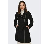Kurzmantel ONLY "ONLEMILY ZIP BIKER COAT OTW", Damen, Gr. XL, schwarz detail:solid, Web, Obermaterial: 100% Polyester, unifarben, regular fit kniefrei, V-Ausschnitt, Mäntel Kurzmantel (15855717-XL)