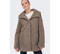 Kurzmantel ONLY "ONLMINA CURLY TEDDY COAT OTW", Damen, Gr. L, mountain trail, Plüsch, Obermaterial: 100% Polyester, unifarben, regular fit, Mäntel Kurzmantel (19216859-L)
