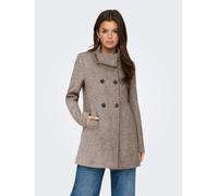 Kurzmantel ONLY "ONLSEDONA LIFE SOPHIA DB COAT CC OTW", Damen, Gr. S, braun (walnut detail:melange), Web, Obermaterial: 85% Polyester, 15% Baumwolle, meliert, regular fit taillenbedeckt, Mäntel Kurzma