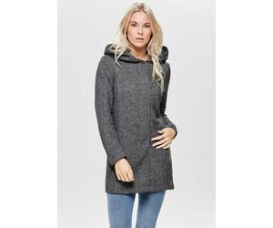 Kurzmantel ONLY "ONLSEDONA LIGHT COAT OTW NOOS", Damen, Gr. L, grau (dunkelgrau melange), Web, Obermaterial: 85% Polyester, 15% Baumwolle. Futter: 100% Polyester, meliert, unifarben, figurbetont Po-be