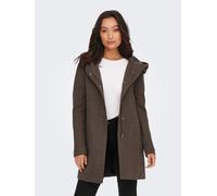 Kurzmantel ONLY "ONLSEDONA LIGHT COAT OTW NOOS", Damen, Gr. M, braun (hot fudge detail:melange), Web, Obermaterial: 85% Polyester, 15% Baumwolle, meliert, figurbetont Po-bedeckend, gerader Abschluss,