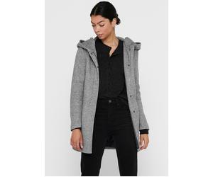 Kurzmantel ONLY "ONLSEDONA LIGHT COAT OTW NOOS", Damen, Gr. S, grau (light grau melange), Web, Futter: 100% Polyester, meliert, unifarben, figurbetont Po-bedeckend, Mäntel Kurzmantel, verdeckte Knopfl