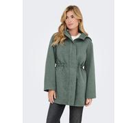 Kurzmantel ONLY "ONLSEDONA LIGHT HOOD COAT OTW CC", Damen, Gr. M, balsam grün detail:melange, Web, Obermaterial: 85% Polyester, 15% Baumwolle, meliert, Po-bedeckend, Mäntel Kurzmantel (21552016-M) bal