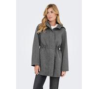 Kurzmantel ONLY "ONLSEDONA LIGHT HOOD COAT OTW CC", Damen, Gr. S, grau (dunkelgrau melange), Web, Obermaterial: 85% Polyester, 15% Baumwolle, unifarben, Po-bedeckend, Mäntel Kurzmantel (34403125-S) du