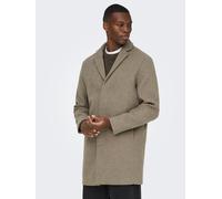 Kurzmantel ONLY & SONS "ONSARON WOOL COAT OTW", Herren, Gr. M, greige, Web, Obermaterial: 50% Polyester, 40% Wolle, 5% Polyacryl, 5% Viskose, unifarben, V-Ausschnitt, Mäntel Kurzmantel (76806136-M) gr