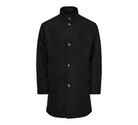 Kurzmantel ONLY & SONS "ONSCHARLES WOOL COAT OTW", Herren, Gr. XL, schwarz, Web, Obermaterial: 50% Wolle, 40% Polyester, 5% Polyacryl, 5% Viskose, unifarben, regular fit ca. Mitte Oberschenkel, mit Kn