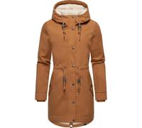 Ragwear Damen wasserdichter Mantel Lange warme Winterjacke mit Teddyfleece Kapuze Canny Canvas YOUMODO Brown Sugar Gr. S