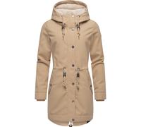Ragwear Damen wasserdichter Mantel Lange warme Winterjacke mit Teddyfleece Kapuze Canny Canvas YOUMODO Taupe Gr. 3XL