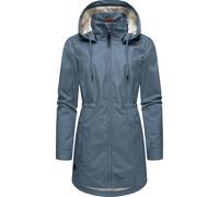Ragwear Damen Übergangsjacke leichte Jacke lang wasserdicht mit abnehmbarer Kapuze Dakkota II Stone Blue Gr. M