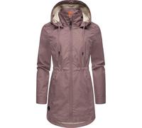 Ragwear Damen Übergangsjacke leichte Jacke lang wasserdicht mit abnehmbarer Kapuze Dakkota II Mauve Gr. S