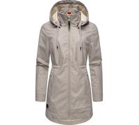 Ragwear Damen Übergangsjacke leichte Jacke lang wasserdicht mit abnehmbarer Kapuze Dakkota II Bone Gr. 3XL