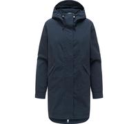 Kurzmantel RAGWEAR "Lamyja B", Damen, Gr. XS (34), blau (navy), Obermaterial: 68% Baumwolle, 32% Nylon. Innenfutter: 100% Polyester, oversize ca. Mitte Oberschenkel, hoch geschlossener Ausschnitt, ver