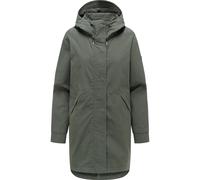 Kurzmantel RAGWEAR "Lamyja B", Damen, Gr. XS (34), schwarz olive, Obermaterial: 68% Baumwolle, 32% Nylon; Innenfutter: 100% Polyester, oversize ca. Mitte Oberschenkel, hoch geschlossener Ausschnitt, v