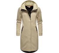 Kurzmantel RAGWEAR "Letti Long Bonded", Damen, Gr. M (38), beige (ecru), Rippware, Material: 100% Polyester, figurumspielend knielang, hoch geschlossener Ausschnitt, Ärmel ohne Ärmelschlitz normaler S