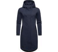 Kurzmantel RAGWEAR "Letti Long", Damen, Gr. XXXL(46), blau (navy), Fleece, Obermaterial: 54% Polyester, 41% Baumwolle, 5% Viskose, tailliert knieumspielend, hoch geschlossener Ausschnitt, Ärmel ohne Ä