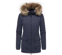 Kurzmantel RAGWEAR "Monadetta Warm", Damen, Gr. XXXL(46), blau (navy), Obermaterial: 74% Baumwolle, 26% Nylon. Innenfutter: 100% Polyester. Wattierung: 100% Polyester, Basic, figurumspielend Po-bedeck